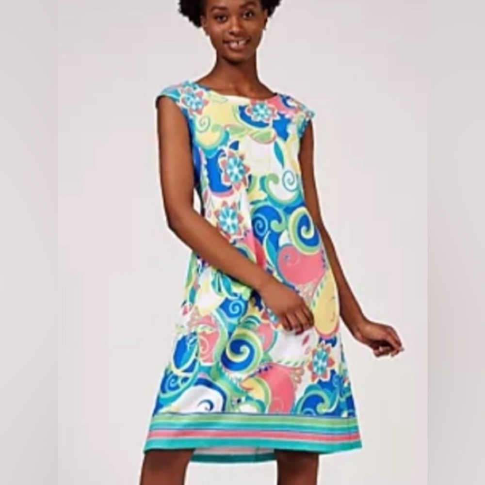 Like New Ronni Nicole Cap Sleeve Printed A Line Dress